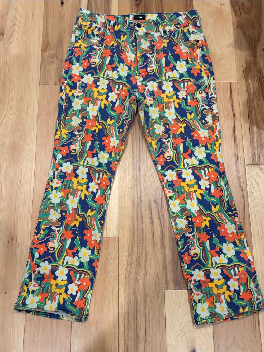 MOTHER Multicolor Floral Straight-Leg Jeans